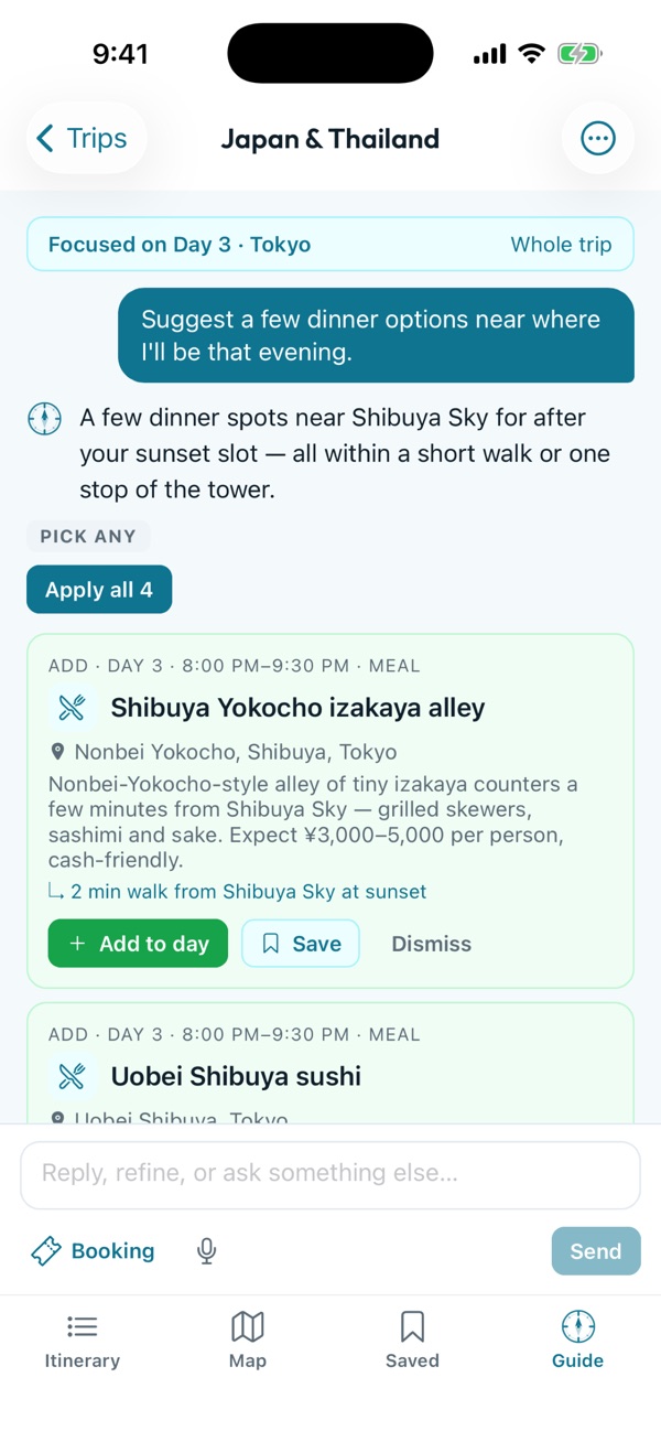 JourneyDoc built-in guide answering a question